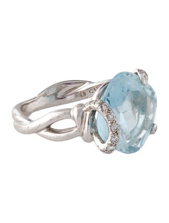 Chanel Vintage 18K Aquamarine & Diamond Cocktail Ring