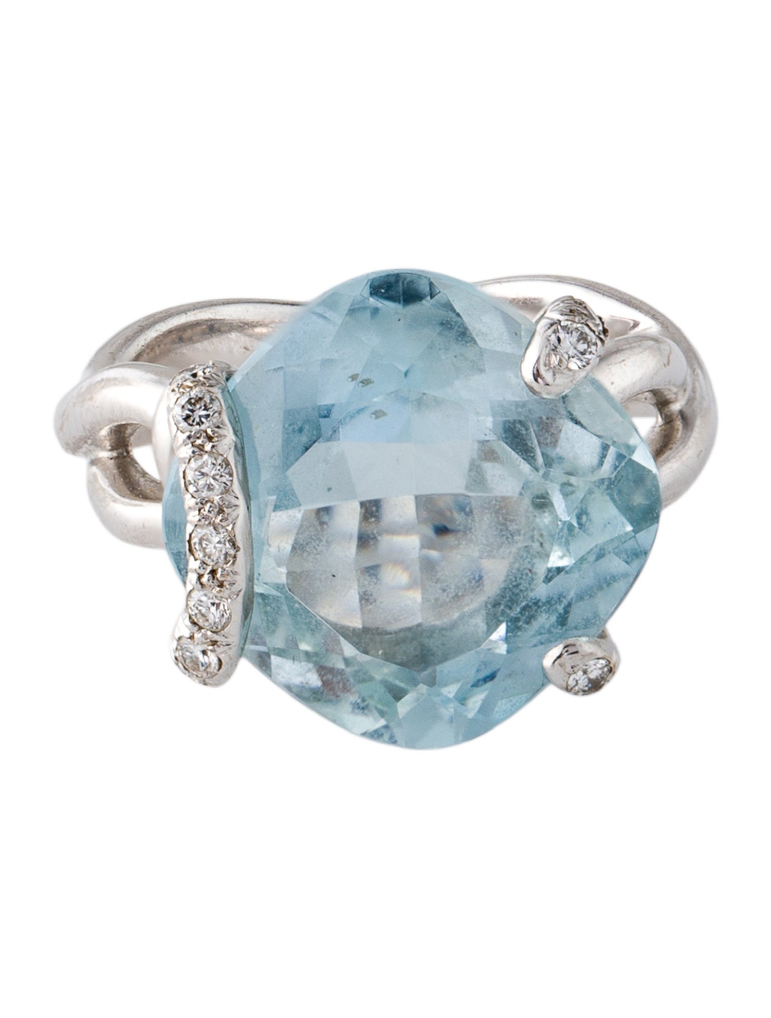 Chanel Vintage 18K Aquamarine & Diamond Cocktail Ring