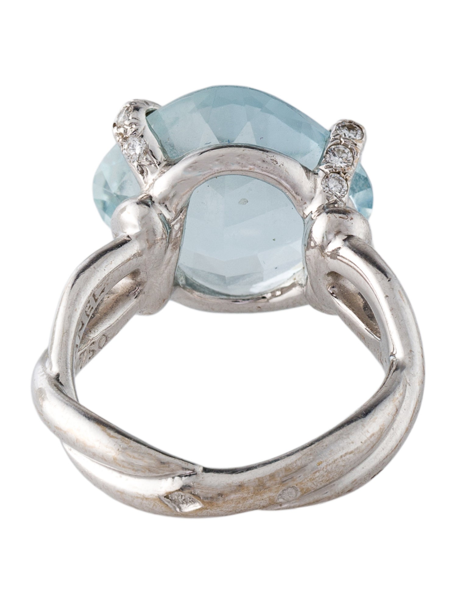 Chanel Vintage 18K Aquamarine & Diamond Cocktail Ring