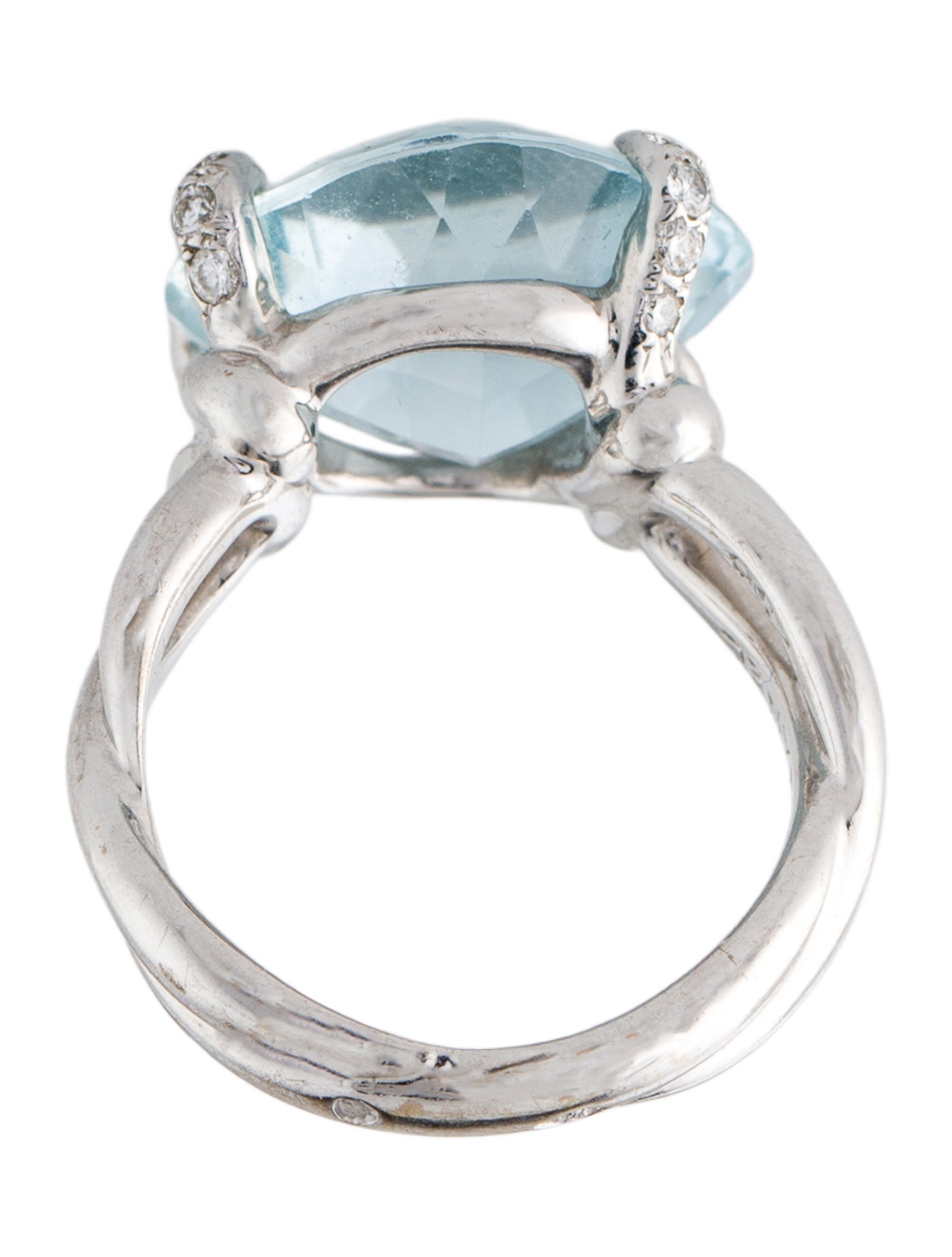 Chanel Vintage 18K Aquamarine & Diamond Cocktail Ring