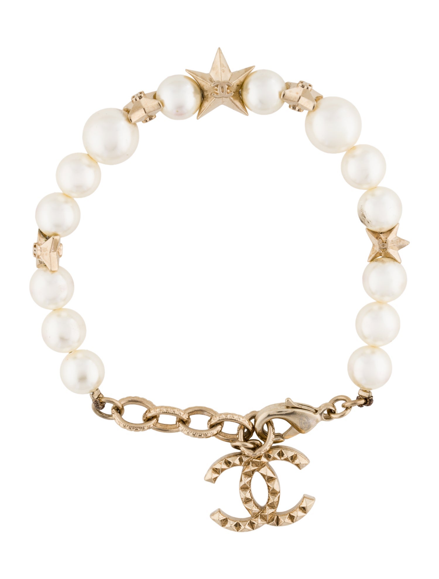 Chanel Faux Pearl Star CC Bracelet