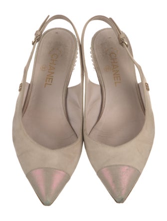 Chanel 2015 Interlocking CC Logo Slingback Flats