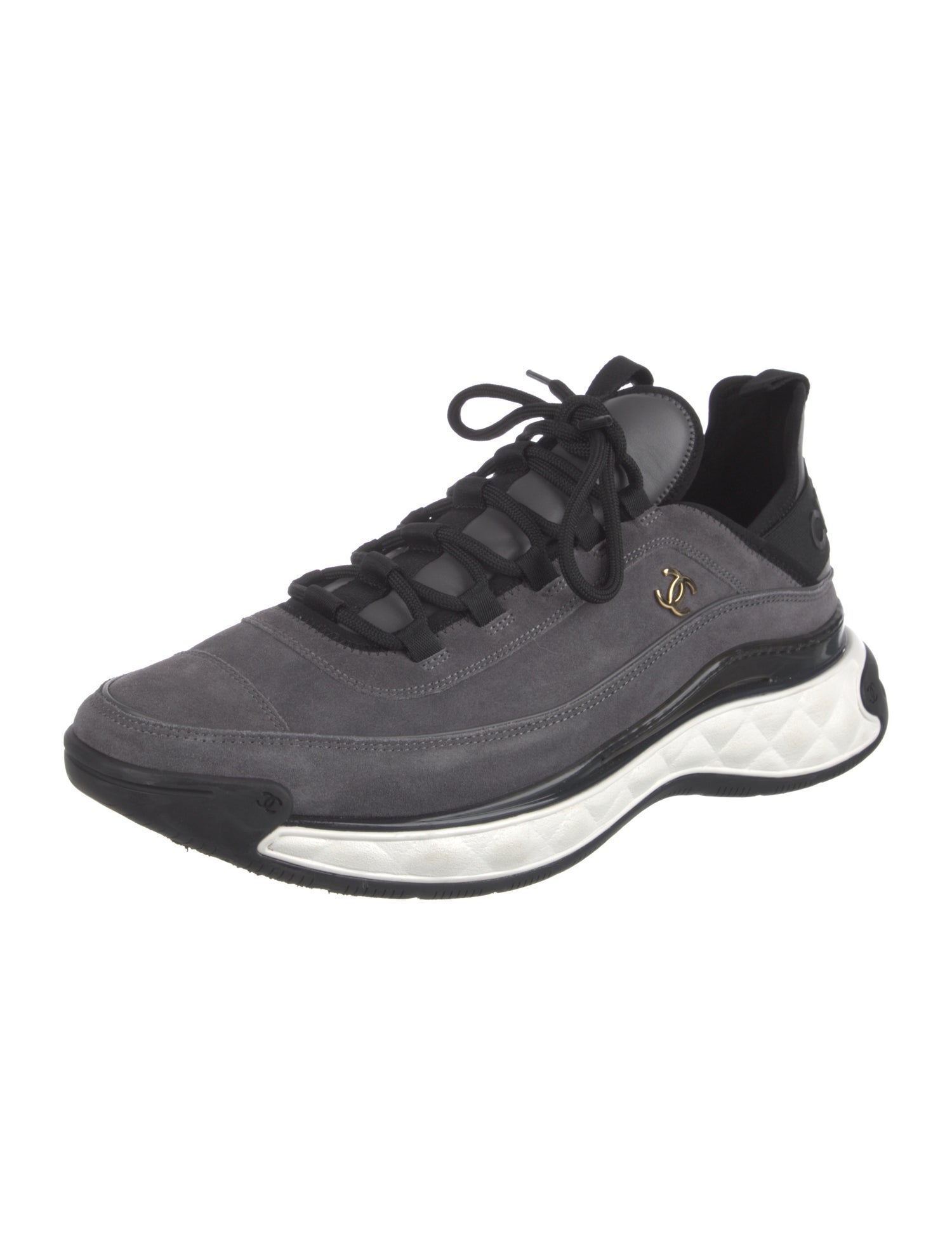 Chanel Interlocking CC Logo Suede Sneakers