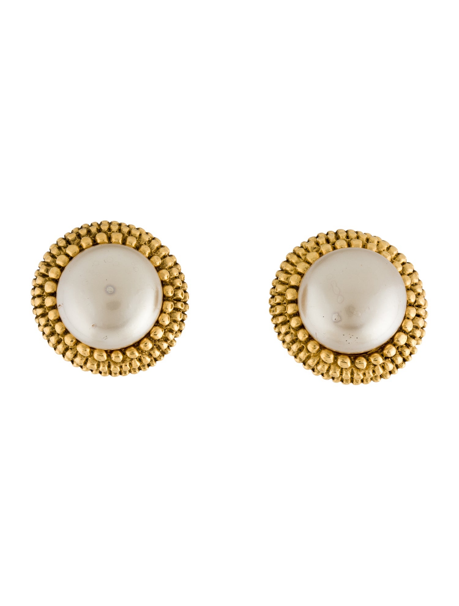 Chanel Vintage Faux Pearl Clip-On Earrings