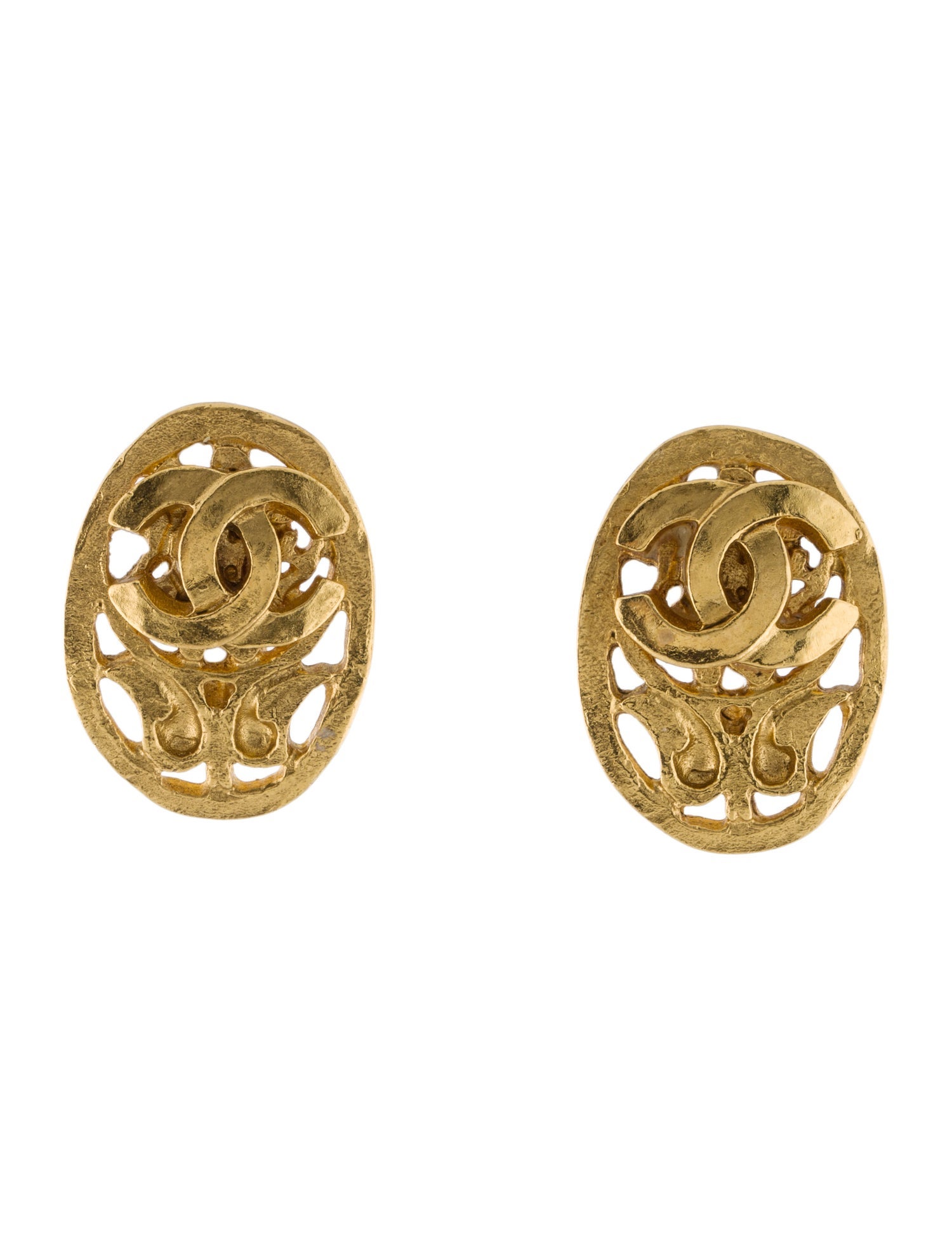 Chanel Vintage Arabesque CC Clip-On Earrings