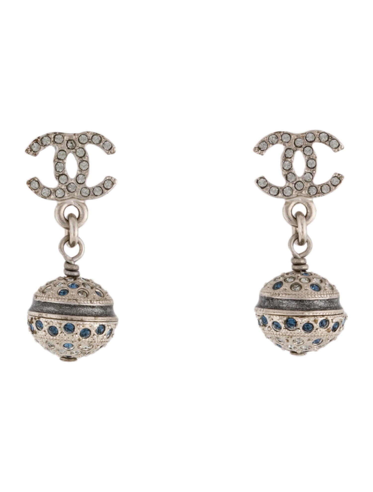 Chanel Strass CC Drop Earrings