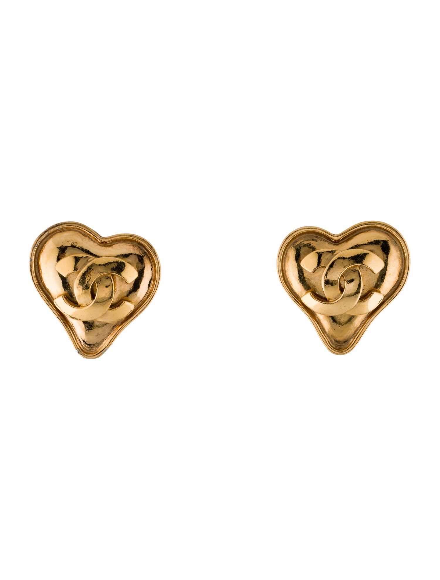 Chanel Vintage CC Heart Clip-On Earrings