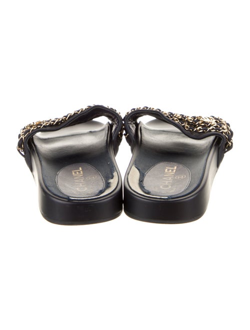 Chanel Interlocking CC Logo Chain-Link Accents Slides