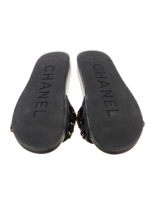 Chanel Interlocking CC Logo Chain-Link Accents Slides