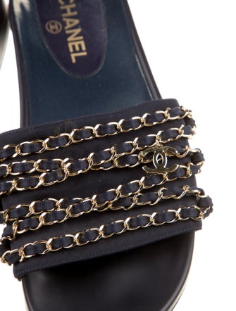 Chanel Interlocking CC Logo Chain-Link Accents Slides