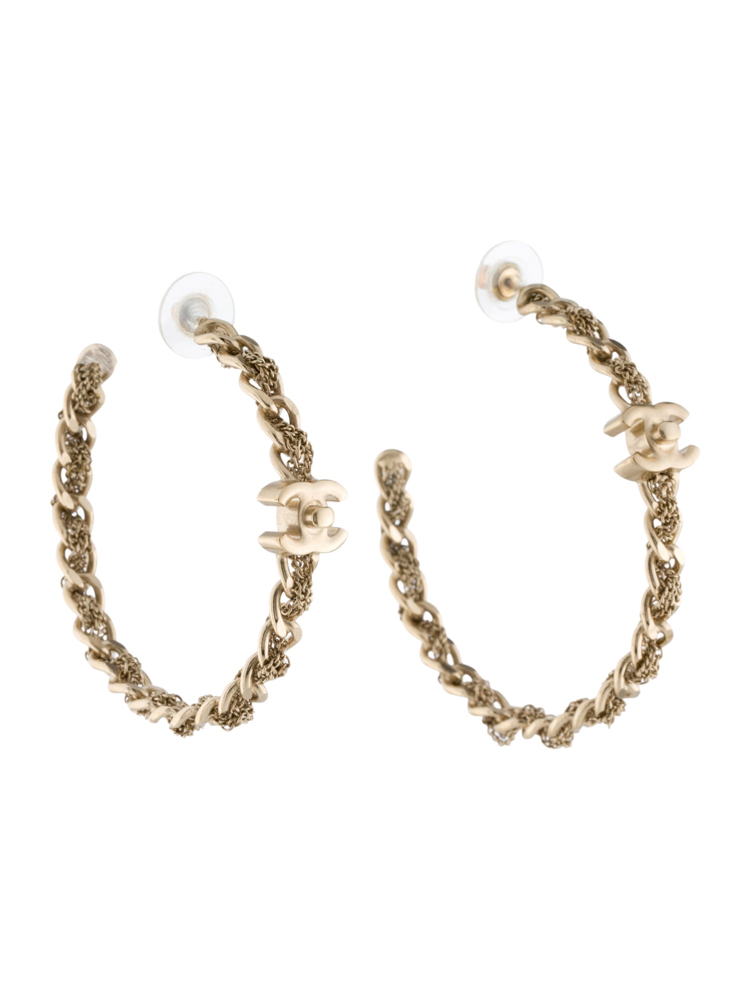Chanel CC Turnlock Chain Hoop Earrings