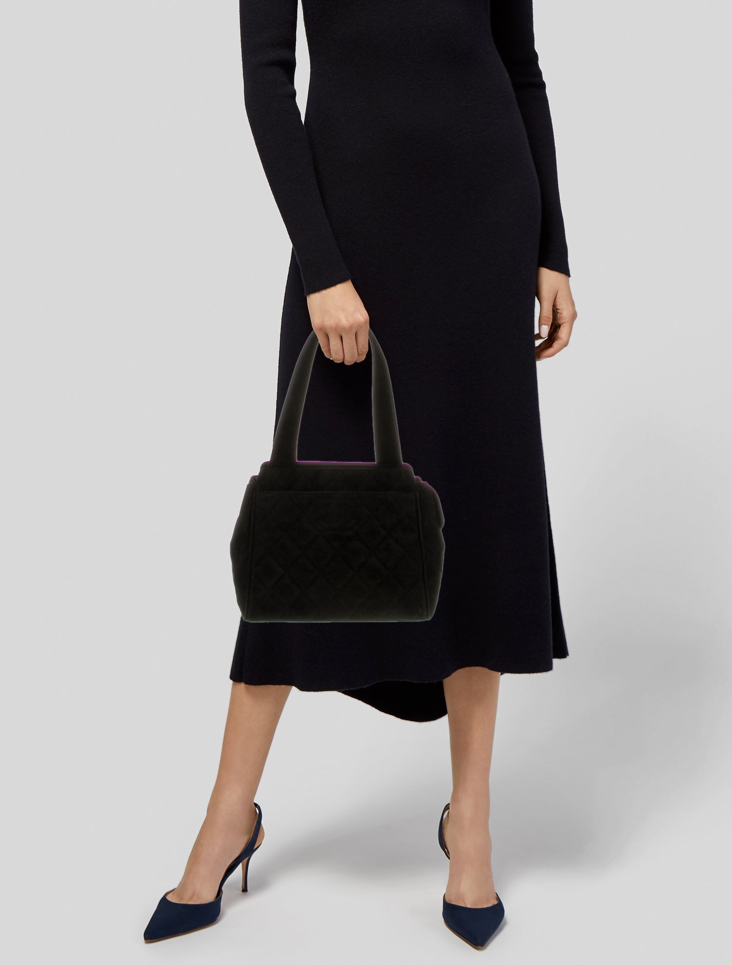 Chanel Quilted Suede Handle Bag