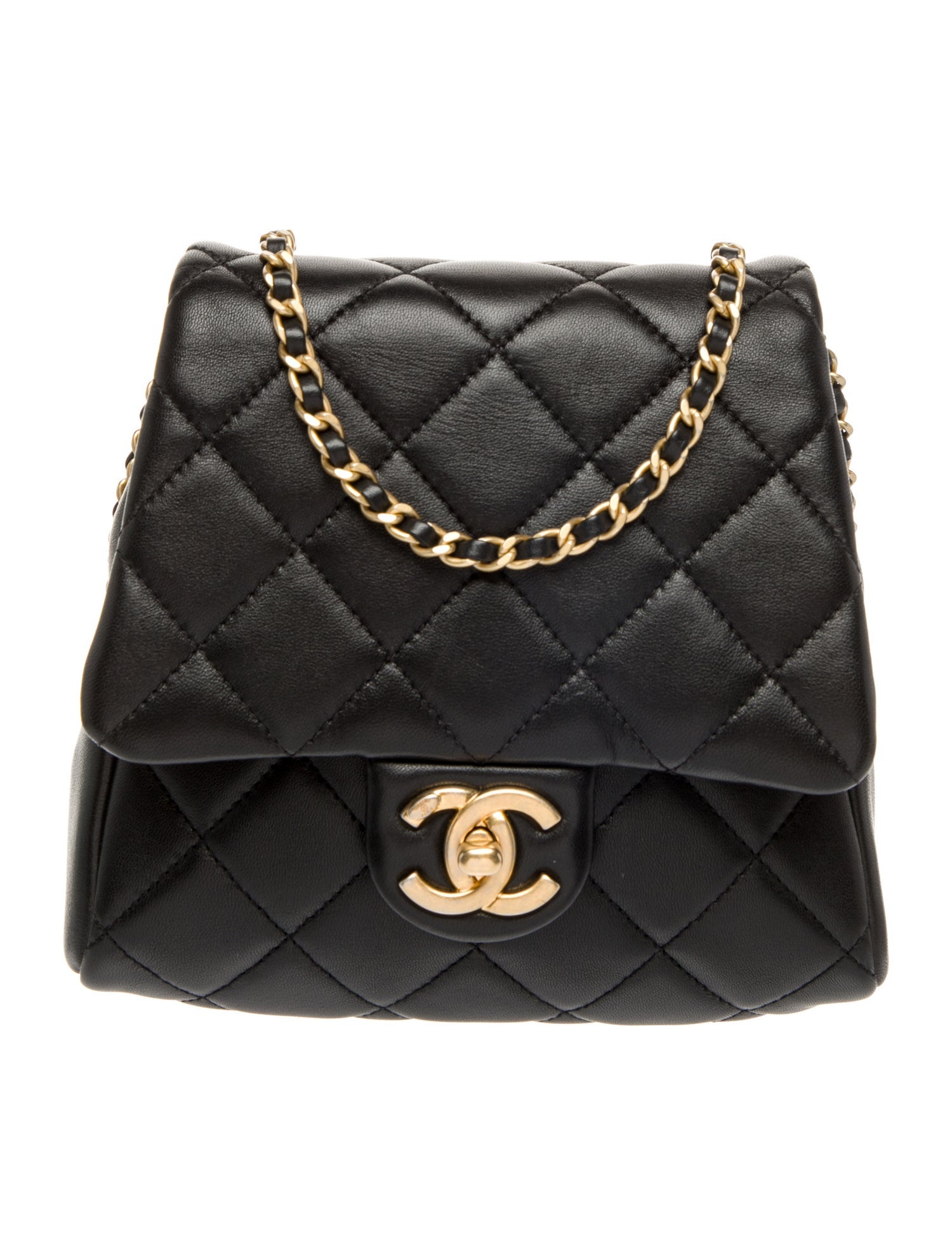 Chanel Lambskin Quilted Side Packs Black