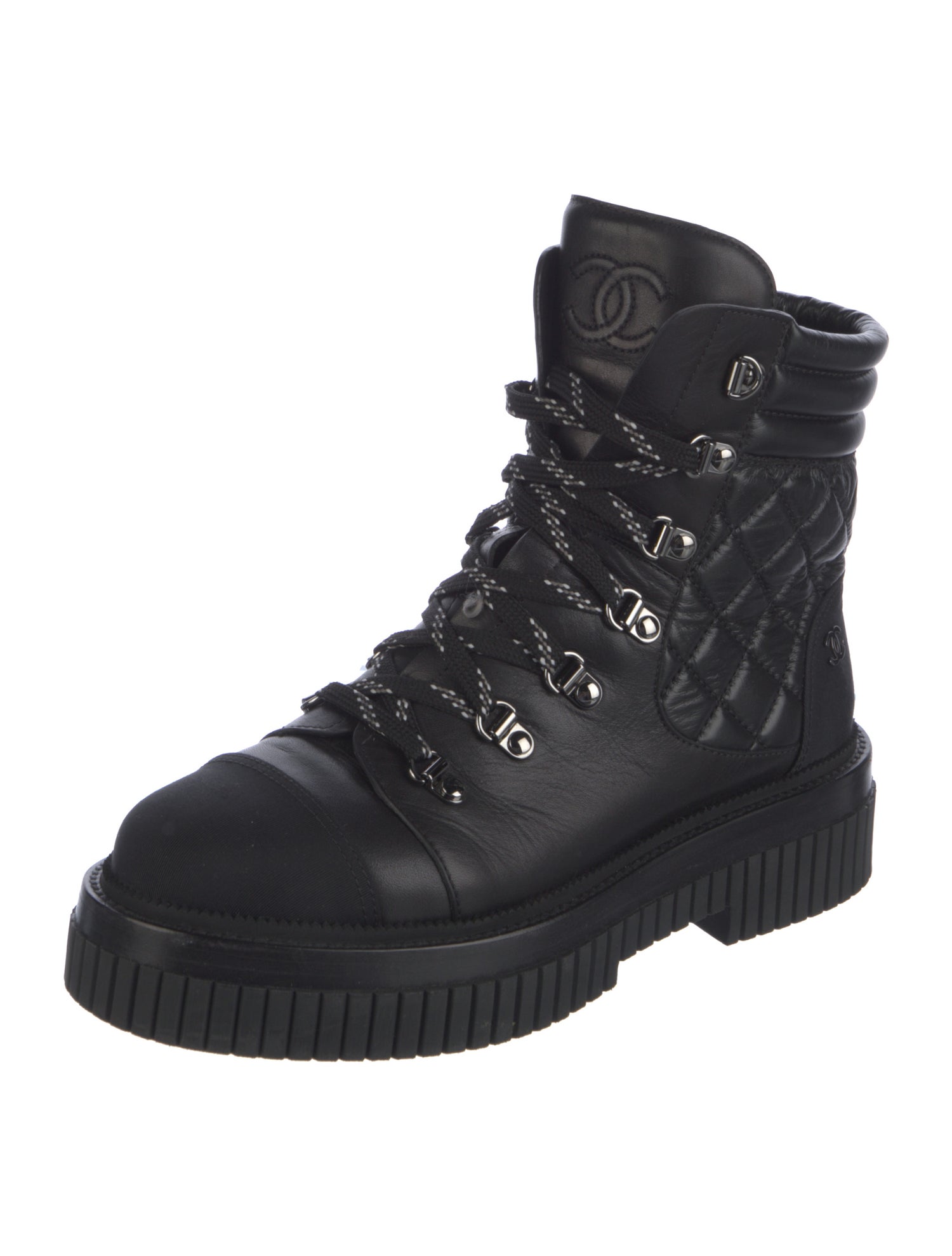 Chanel 2021 Interlocking CC Logo Combat Boots