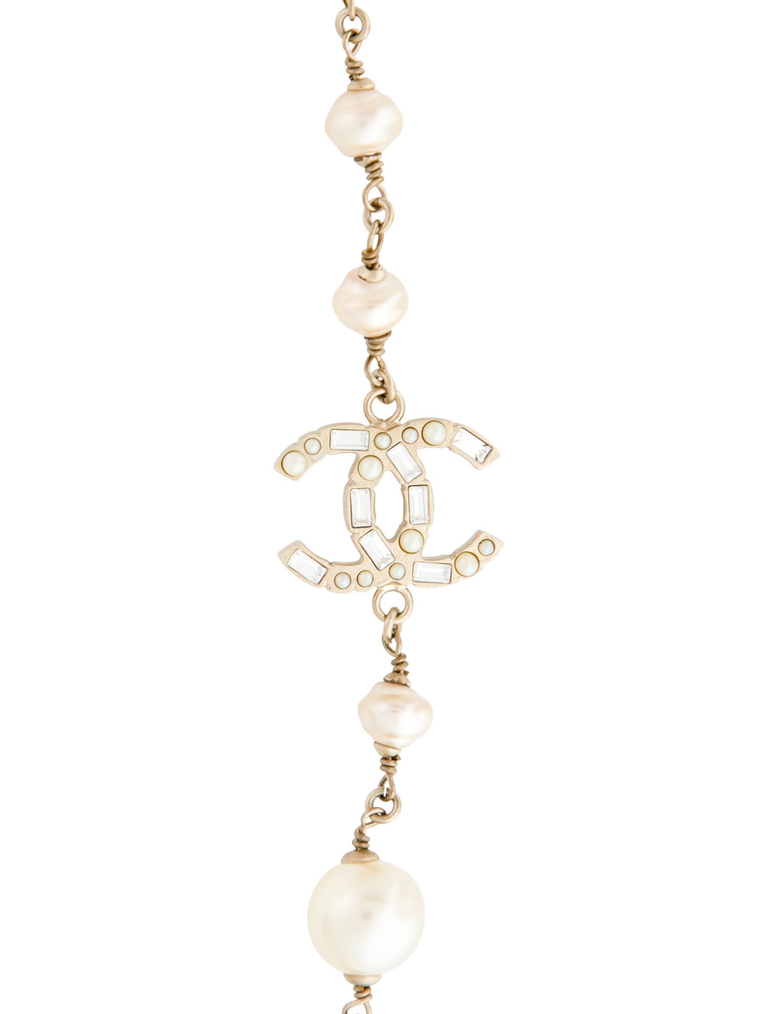 Chanel Faux Pearl & Strass CC Station Necklace