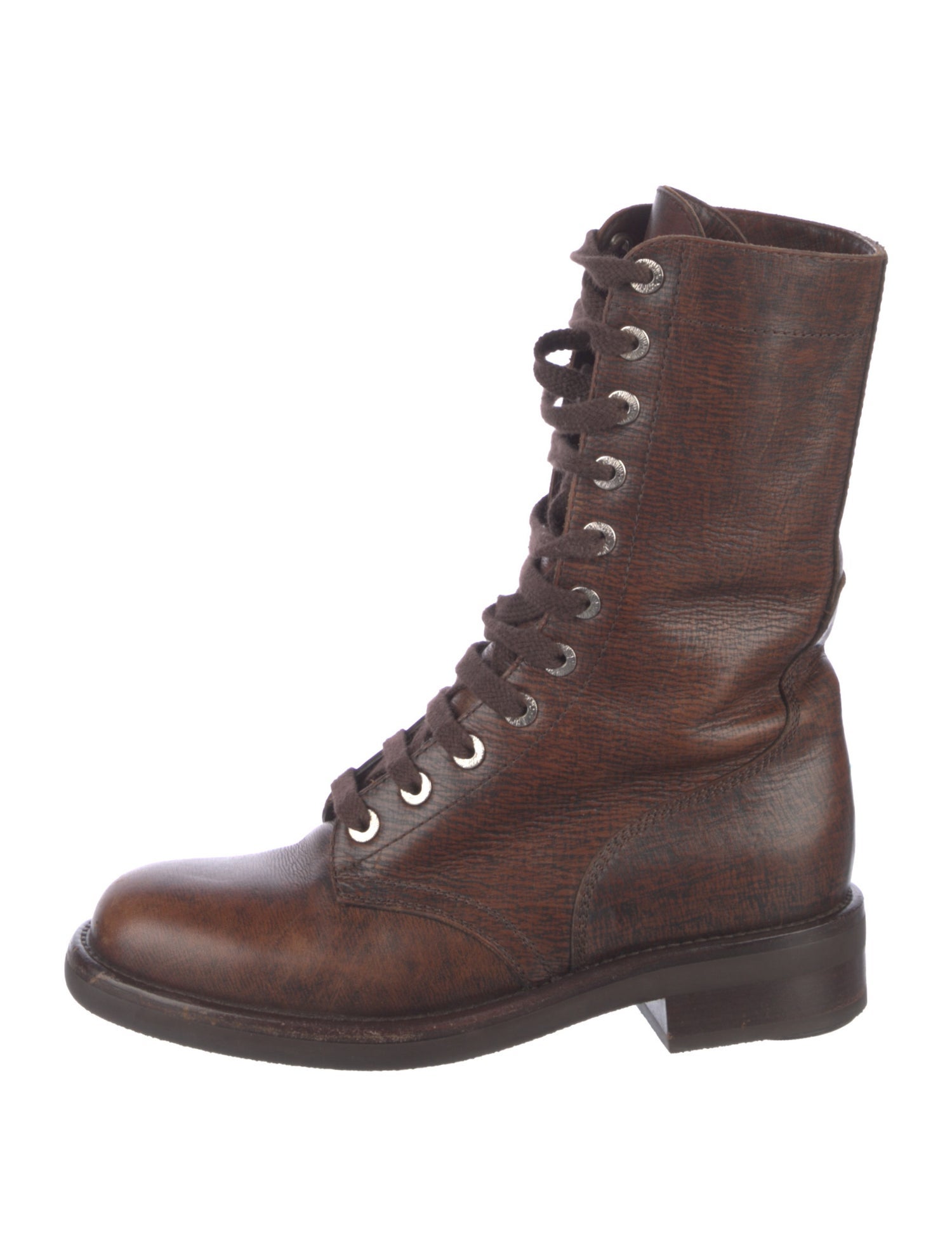 Chanel Interlocking CC Logo Leather Combat Boots