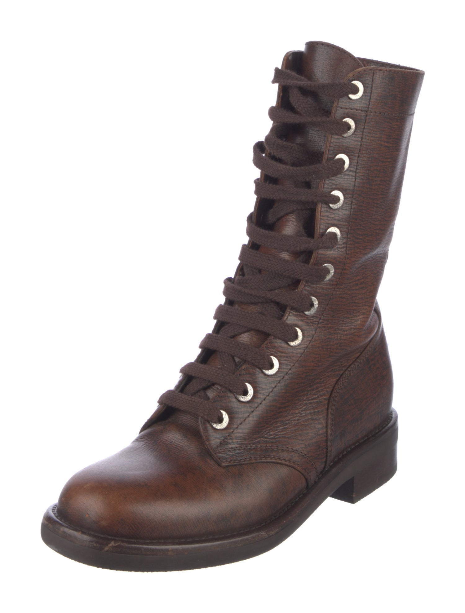 Chanel Interlocking CC Logo Leather Combat Boots