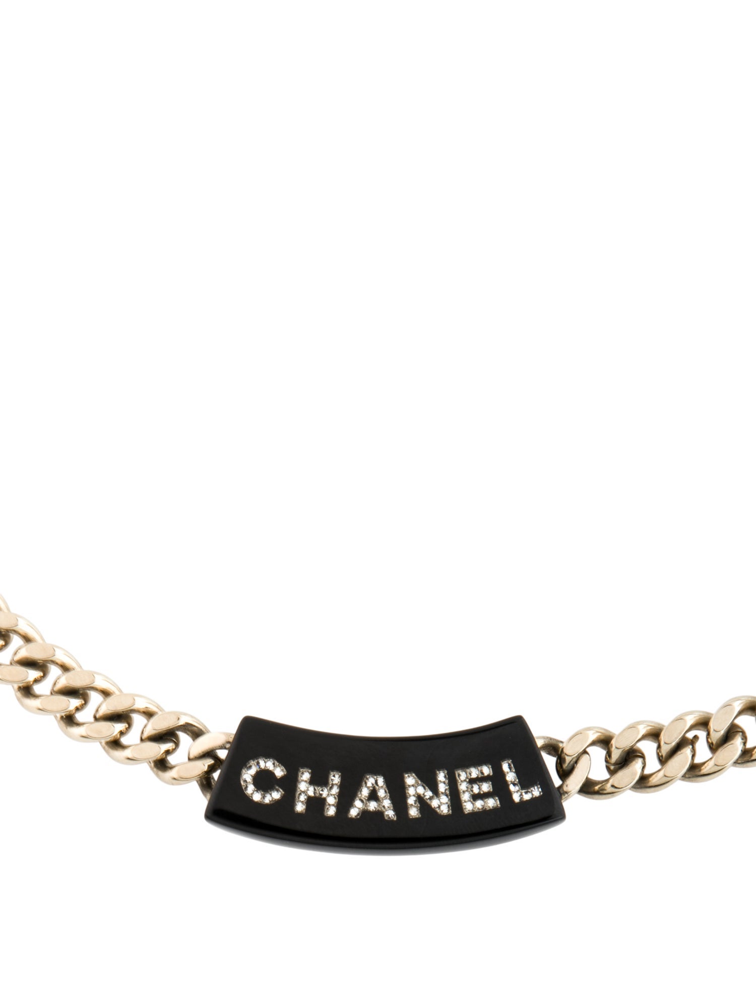 Chanel Resin & Strass 'CHANEL' Collar Necklace