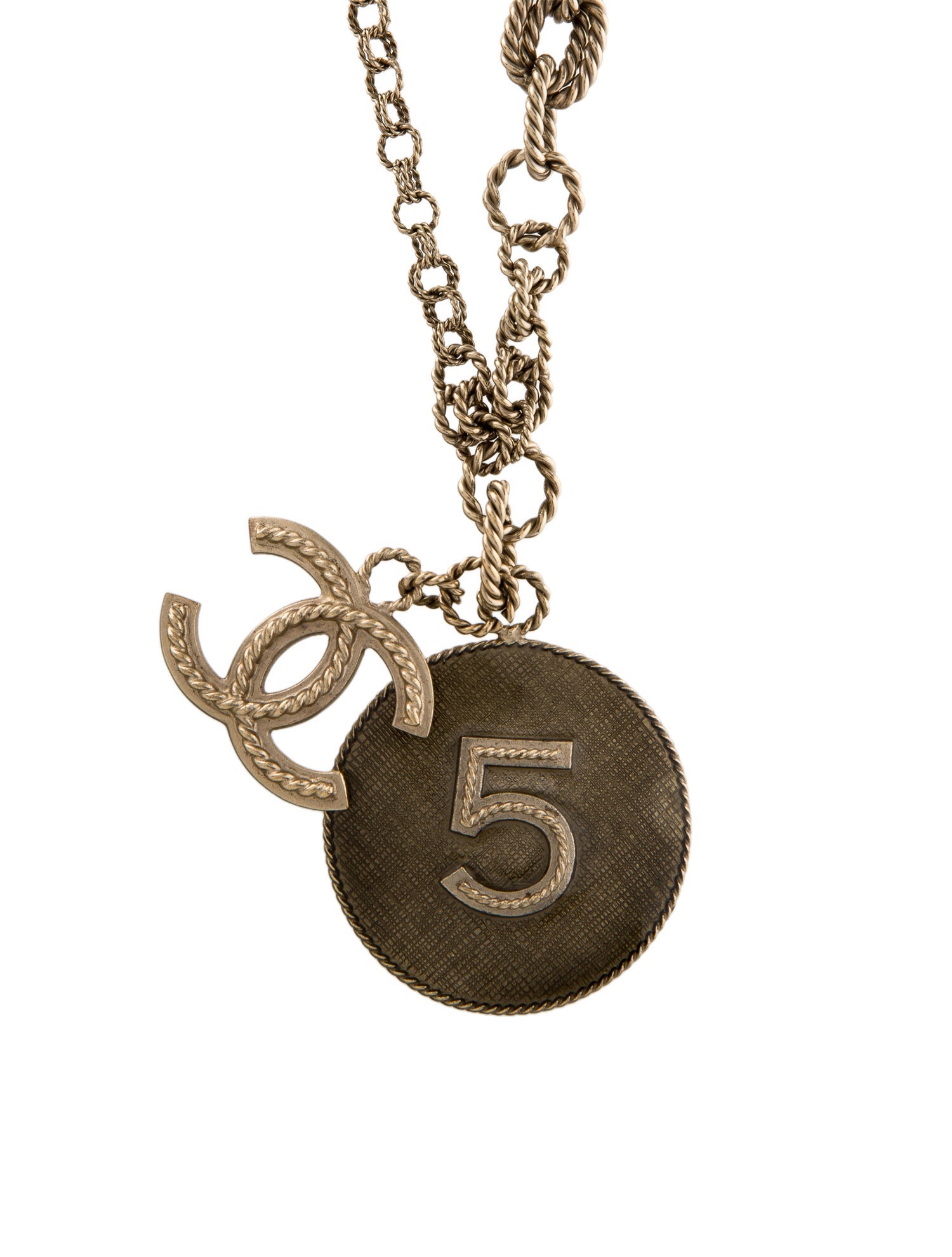 Chanel Enamel No.5 Medallion CC Pendant Necklace