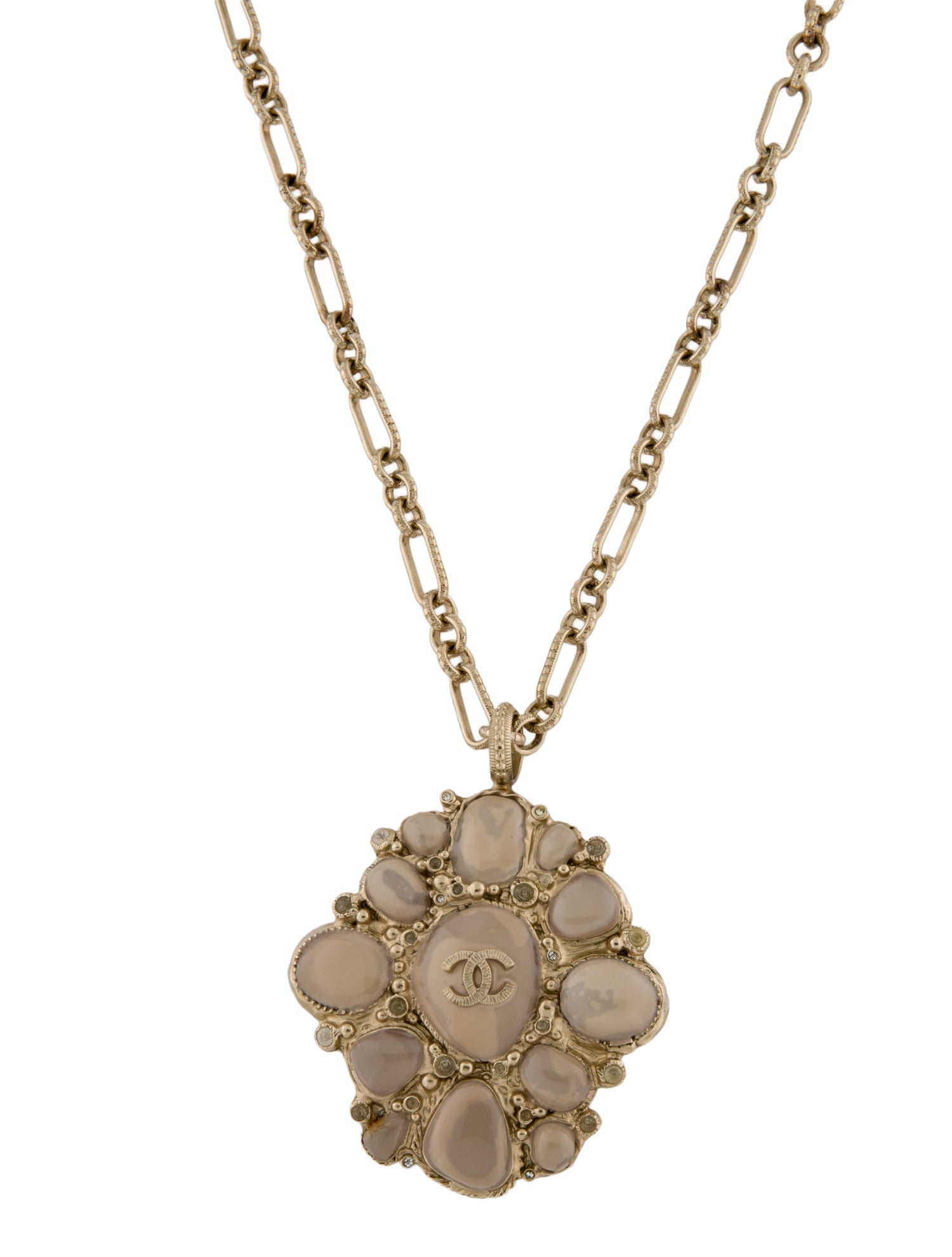 Chanel Resin & Strass CC Pendant Necklace