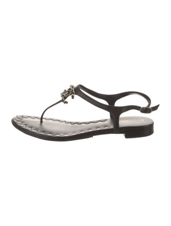 Chanel T-Strap Interlocking CC Logo T-Strap Sandals