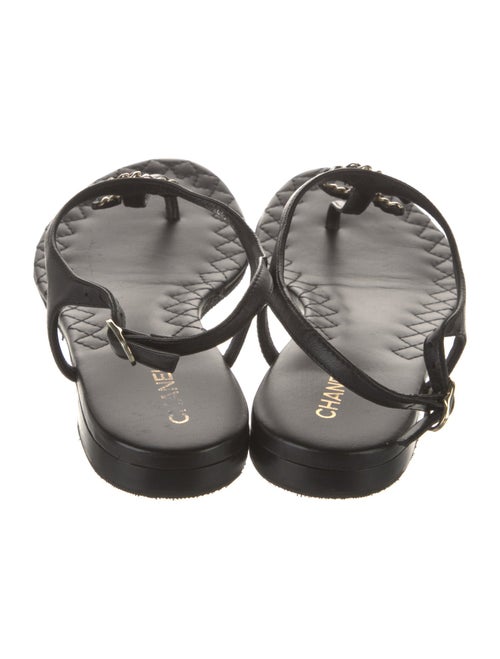 Chanel T-Strap Interlocking CC Logo T-Strap Sandals