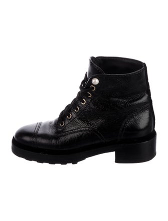 Chanel Interlocking CC Logo Leather Combat Boots