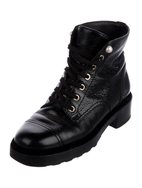 Chanel Interlocking CC Logo Leather Combat Boots