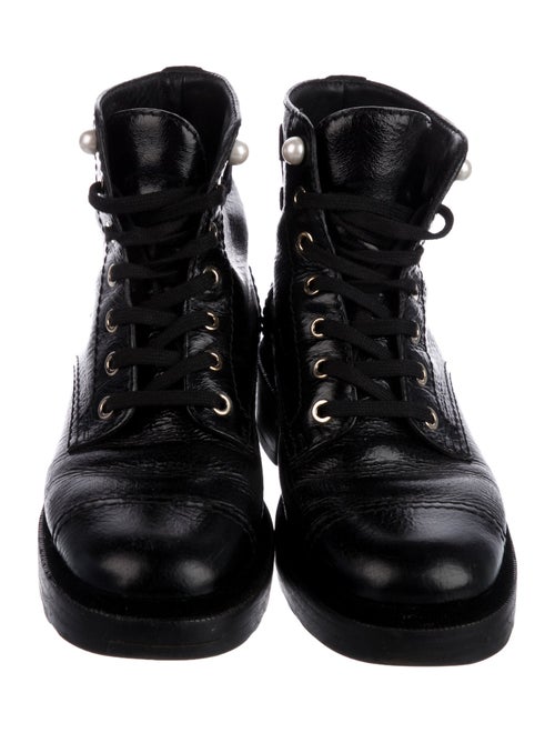 Chanel Interlocking CC Logo Leather Combat Boots