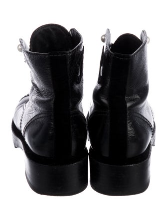 Chanel Interlocking CC Logo Leather Combat Boots