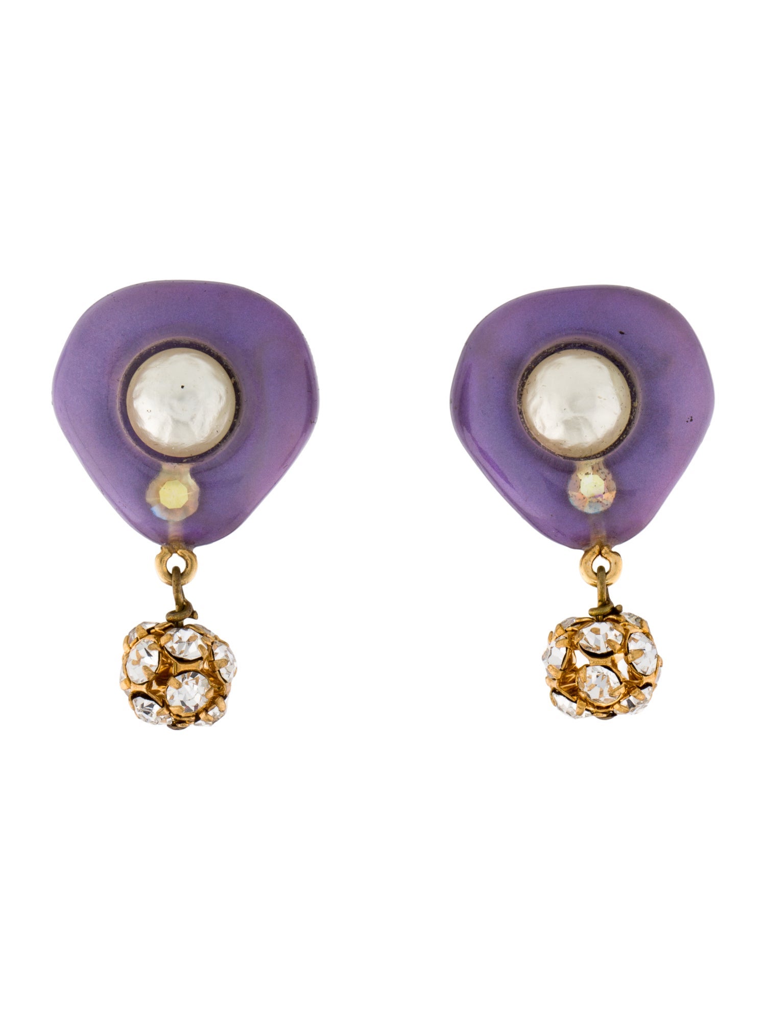 Chanel Vintage Faux Pearl, Resin & Strass Drop Earrings