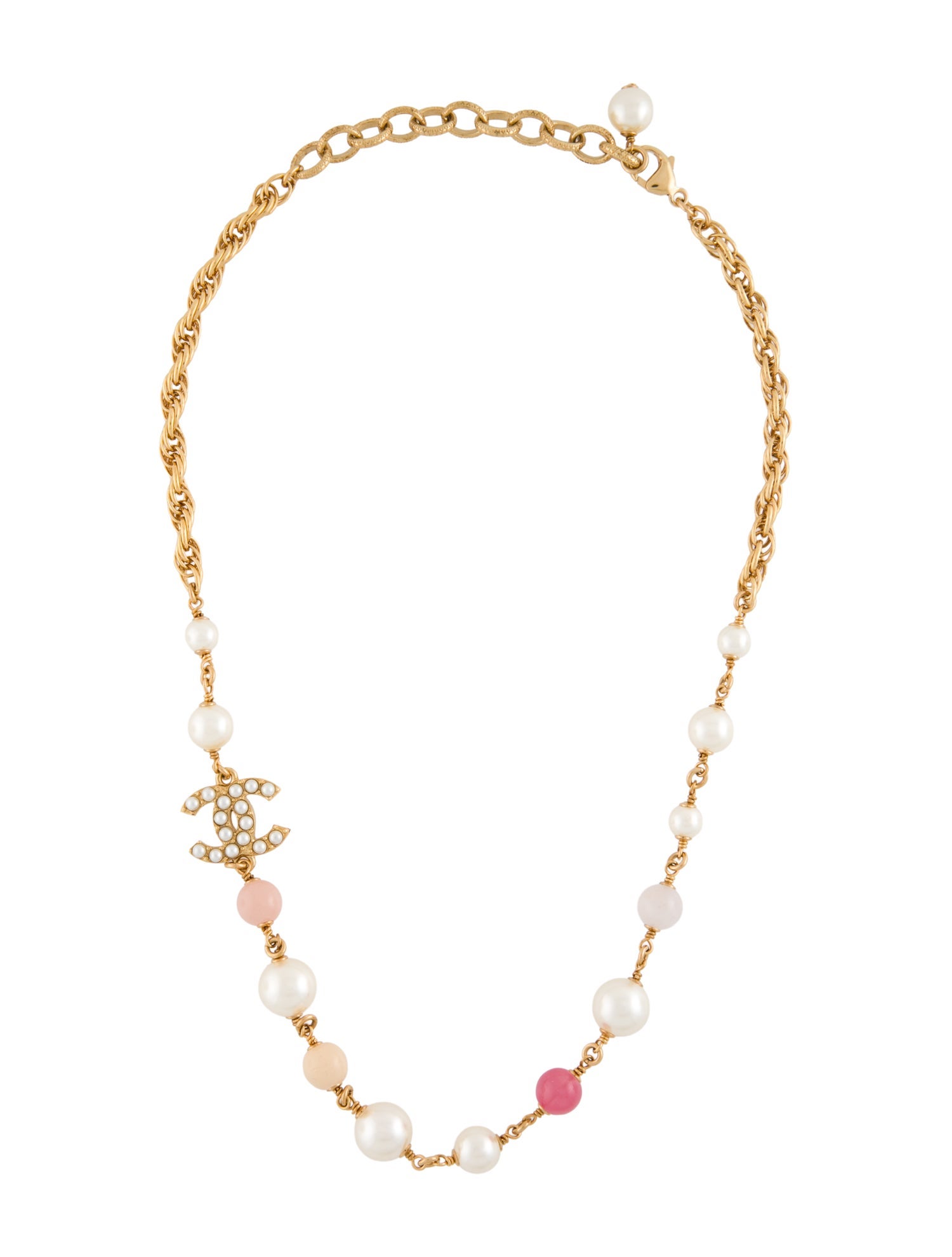 Chanel 2022 Faux Pearl & Resin CC Bead Collar Necklace