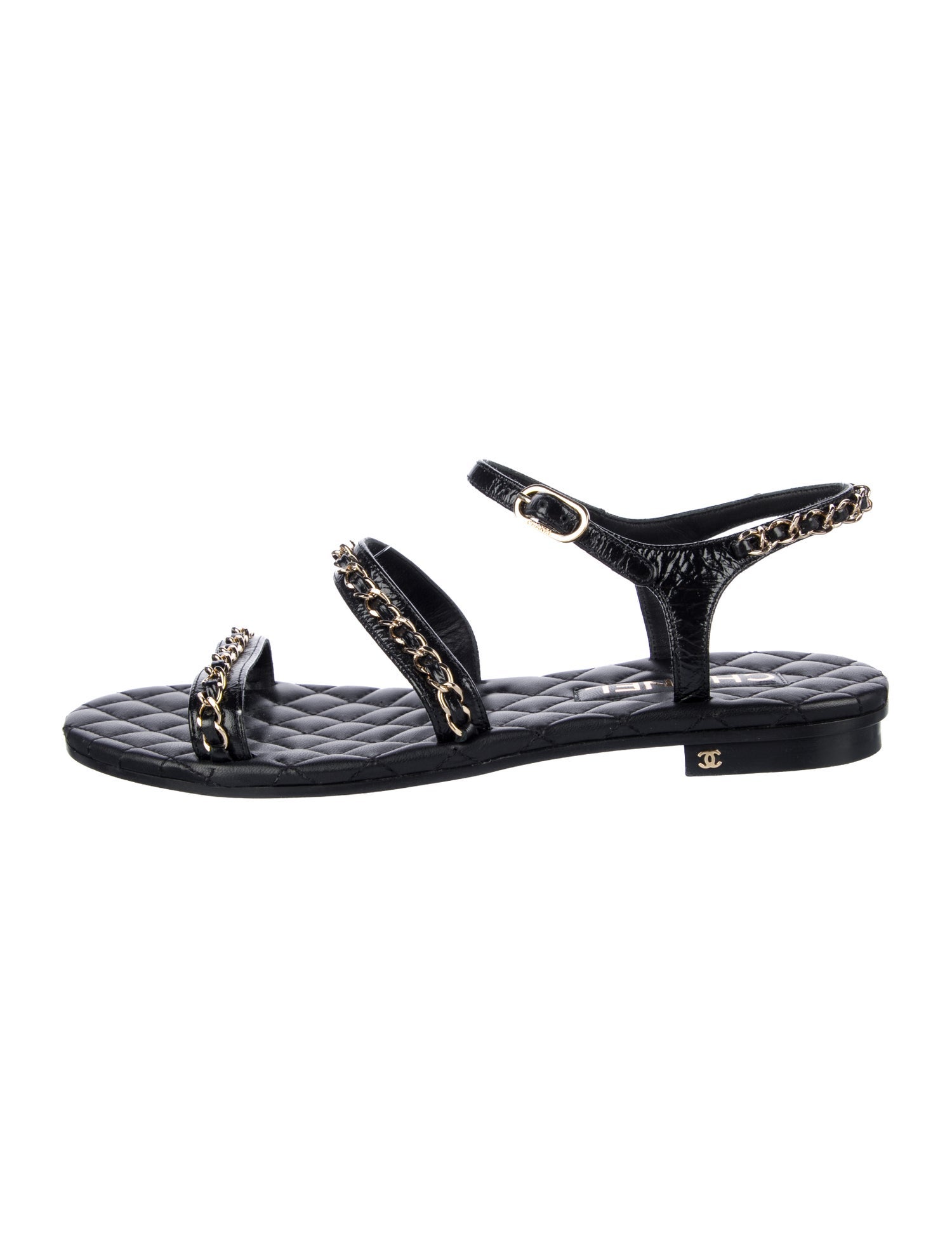 Chanel Interlocking CC Logo Leather Gladiator Sandals