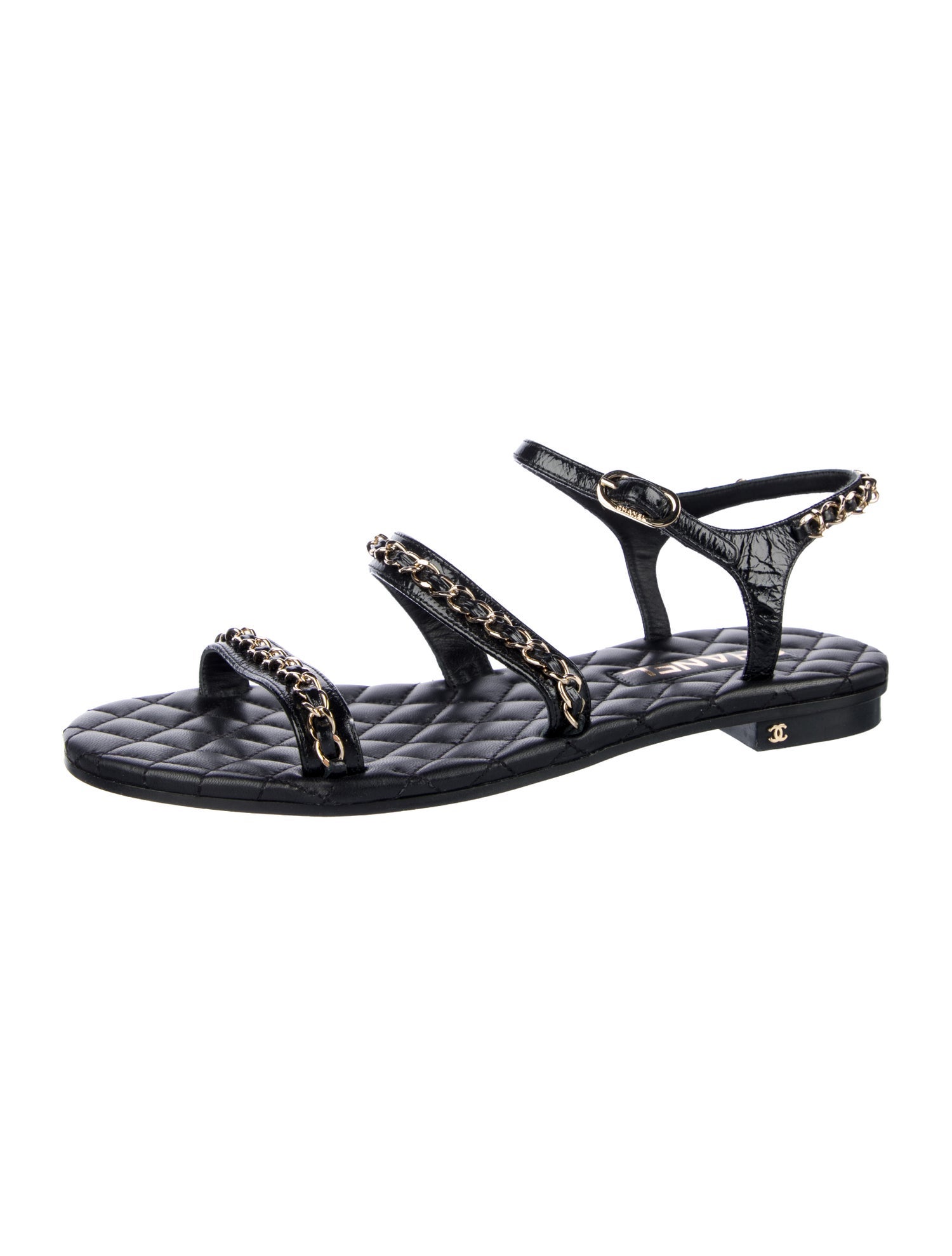 Chanel Interlocking CC Logo Leather Gladiator Sandals