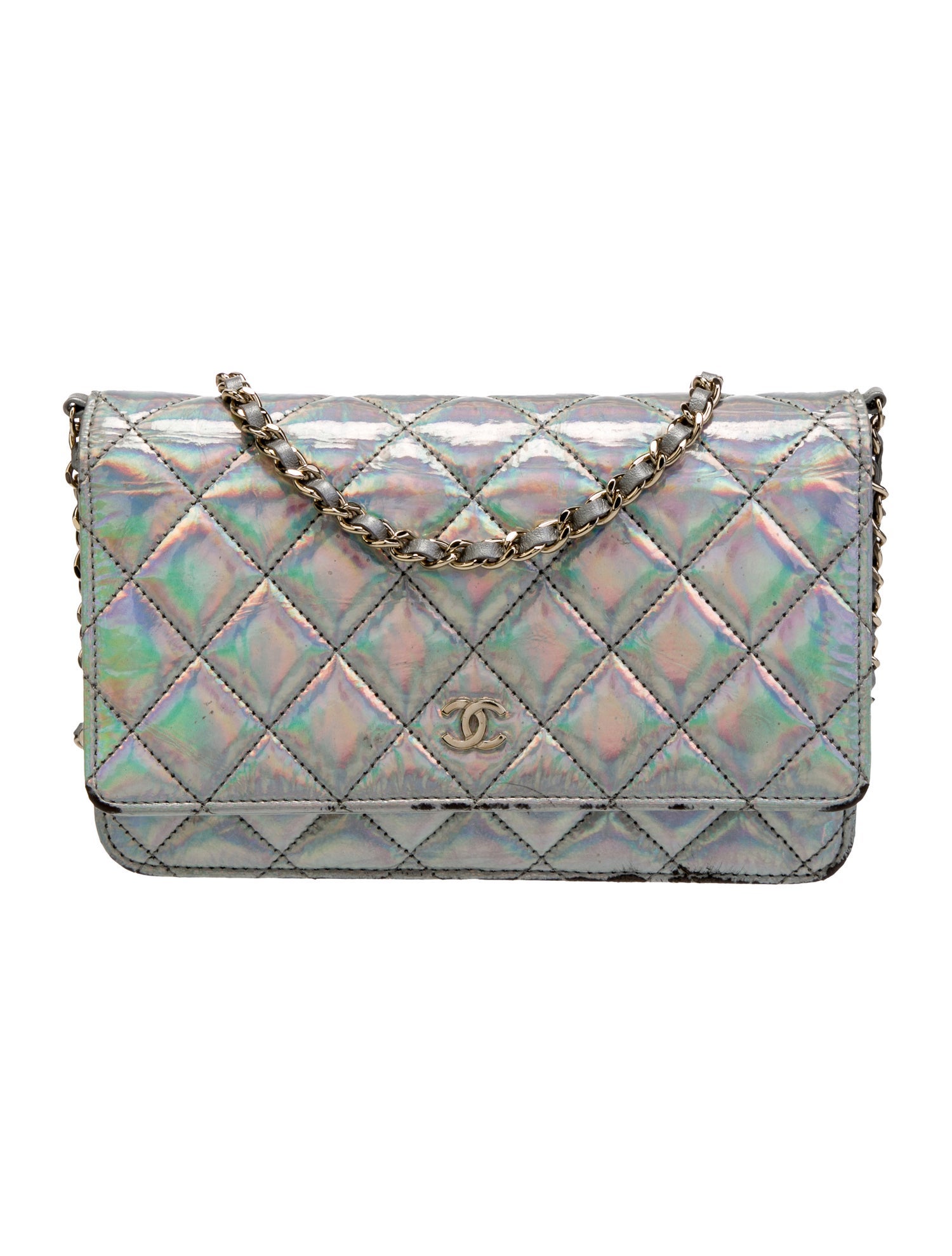 Chanel Classic Holographic Quilted Wallet On Chain