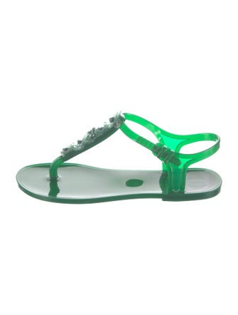Chanel Interlocking CC Logo Rubber T-Strap Sandals