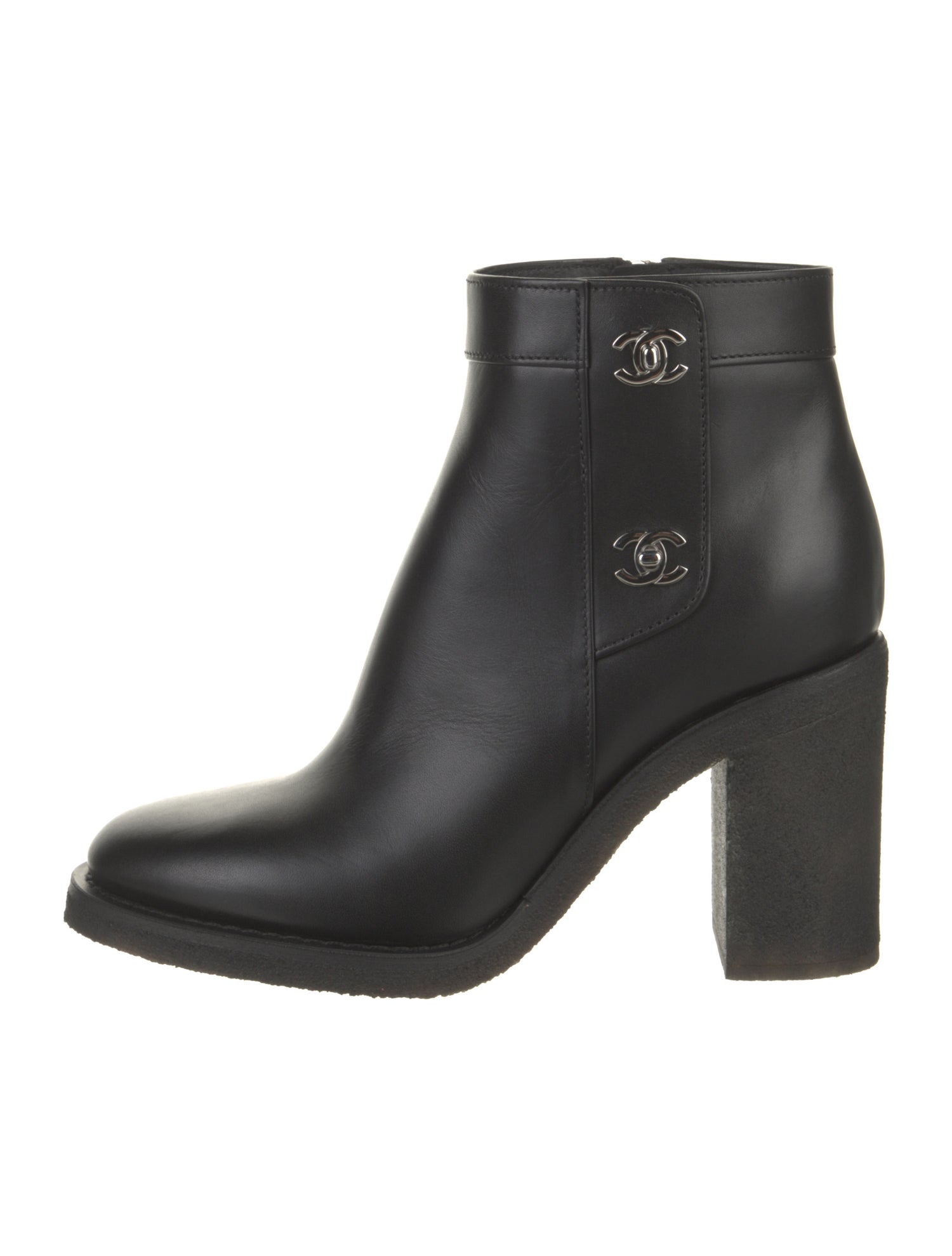 Chanel Interlocking CC Logo Leather Boots
