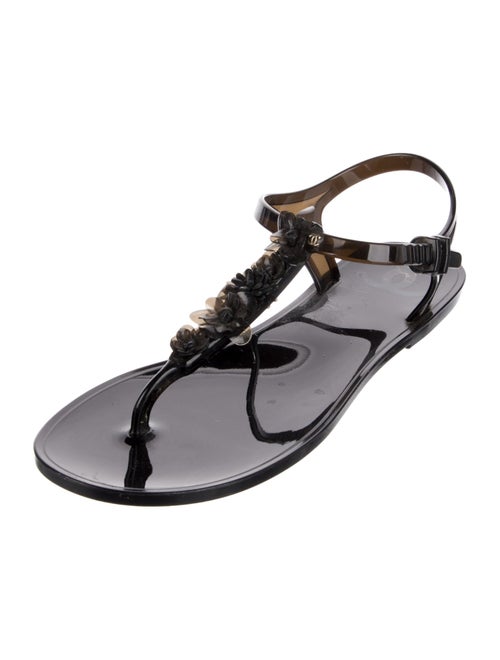 Chanel Interlocking CC Logo Rubber T-Strap Sandals