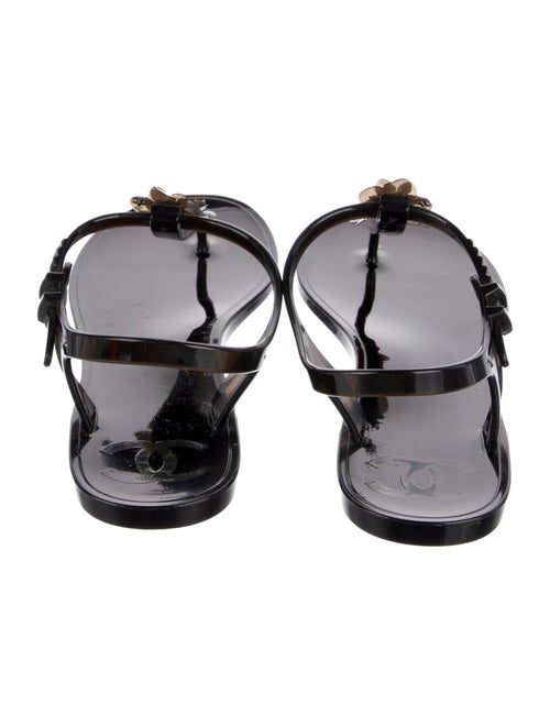 Chanel Interlocking CC Logo Rubber T-Strap Sandals