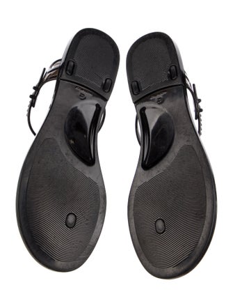 Chanel Interlocking CC Logo Rubber T-Strap Sandals