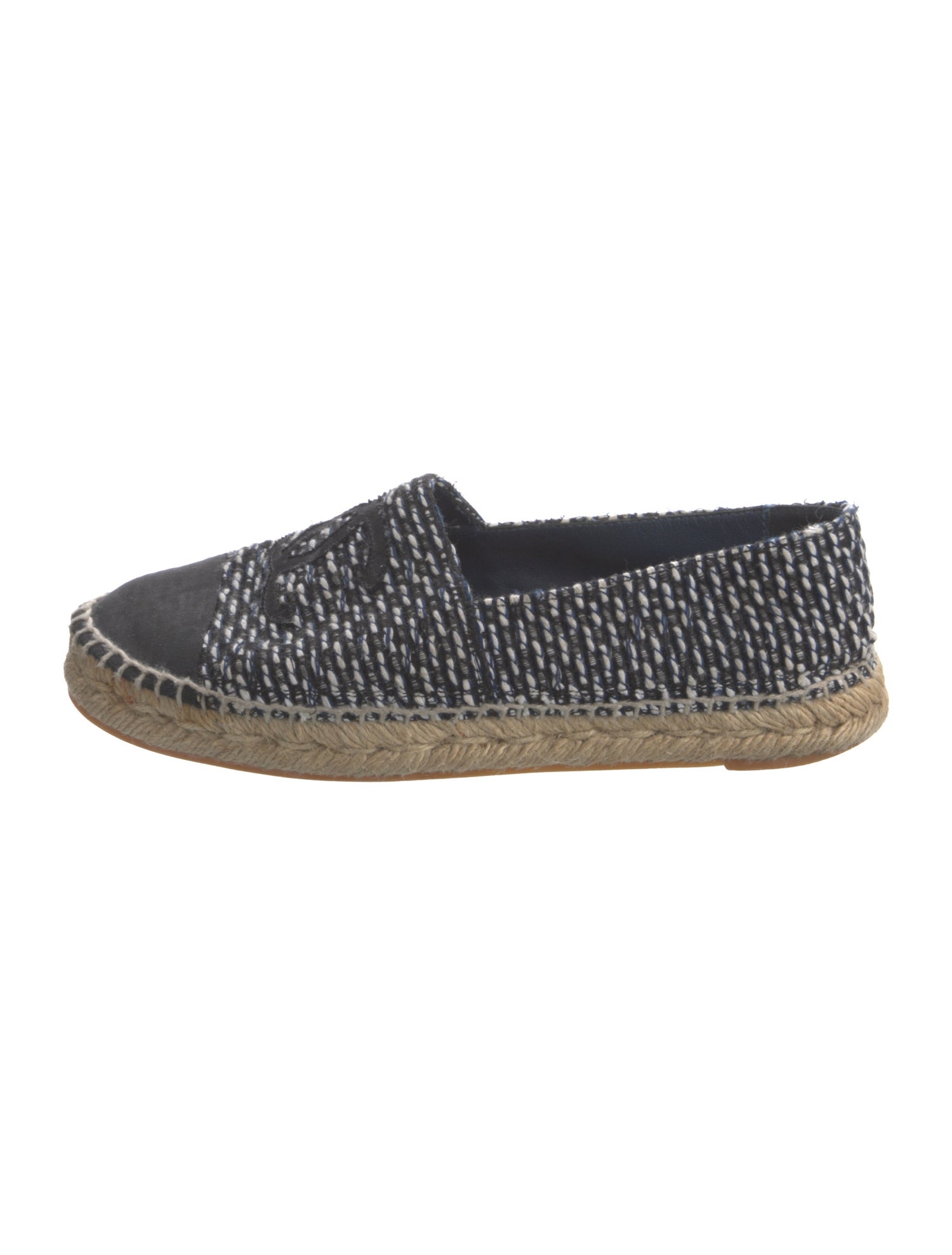 Chanel Interlocking CC Logo Tweed Espadrilles