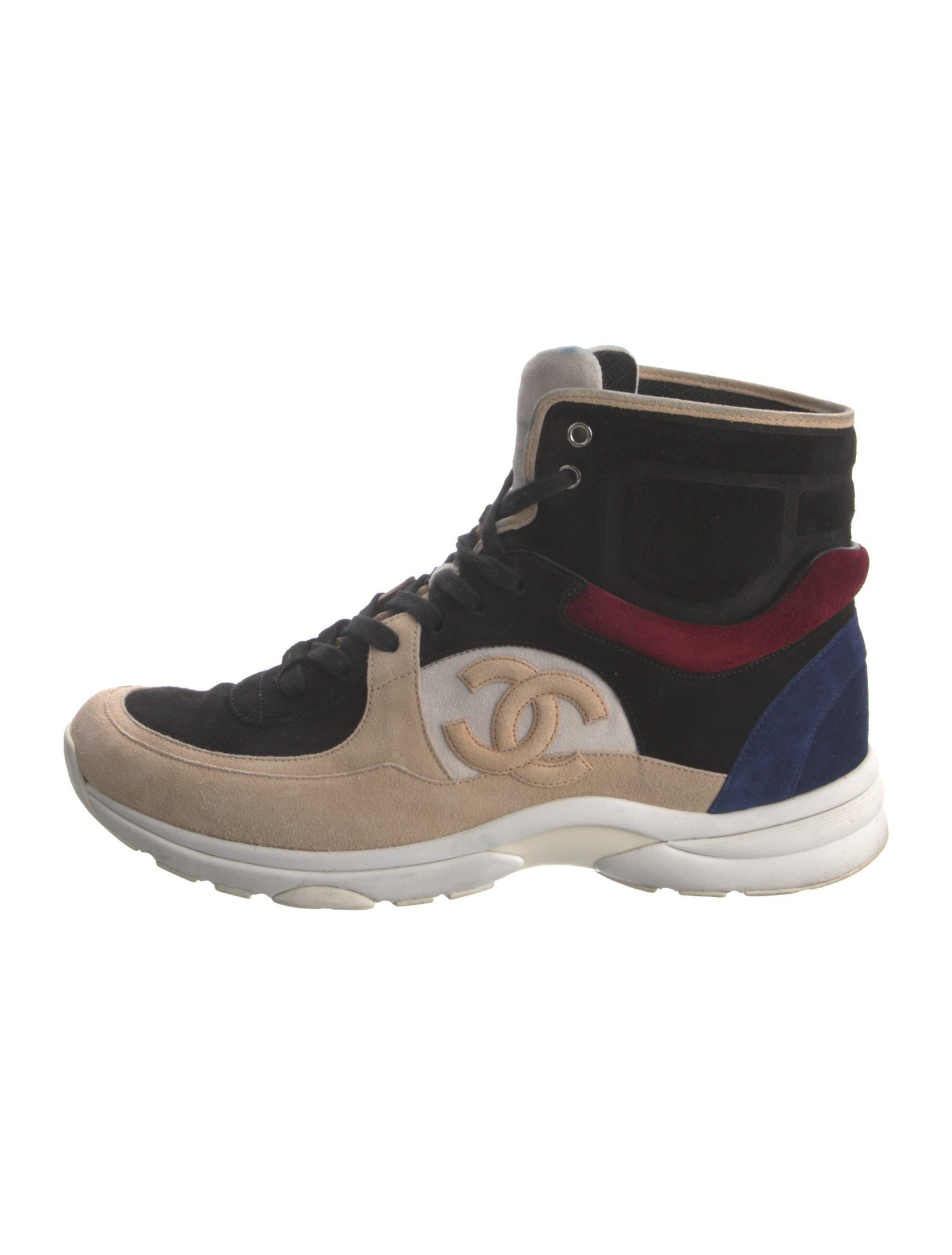 Chanel Interlocking CC Logo Suede Sneakers