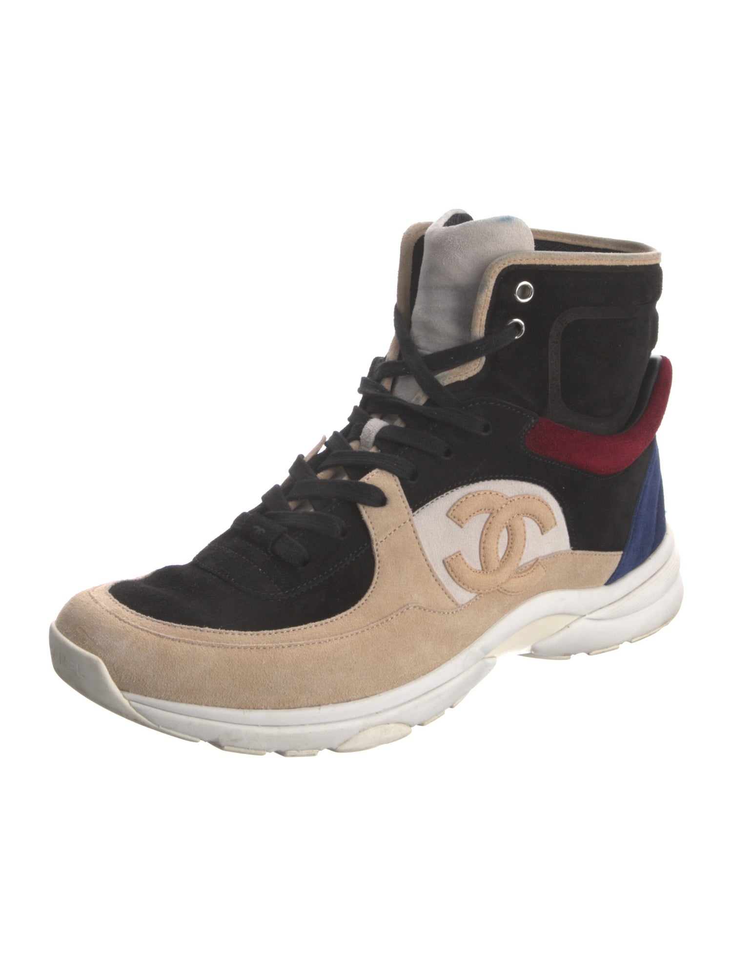 Chanel Interlocking CC Logo Suede Sneakers