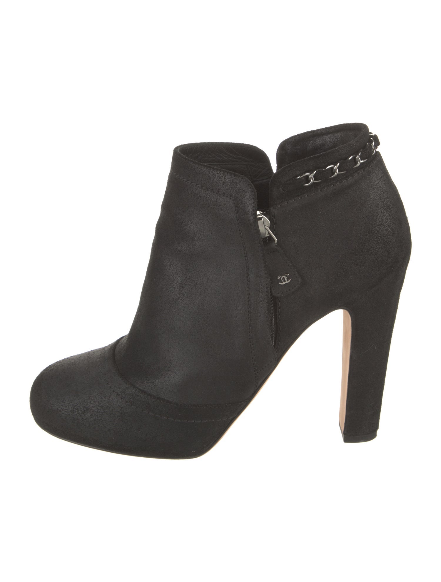 Chanel Interlocking CC Logo Suede Boots