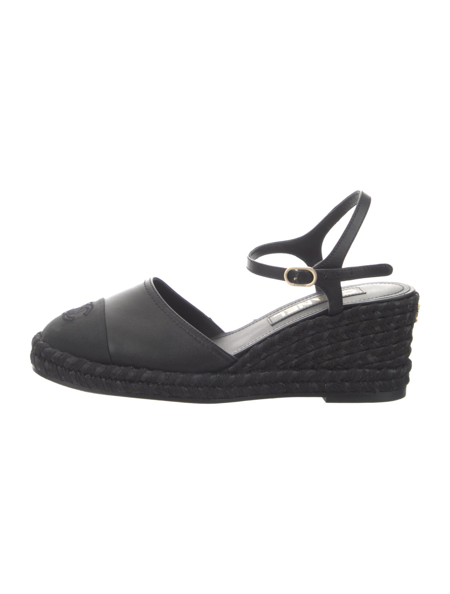 Chanel Interlocking CC Logo Leather Espadrilles
