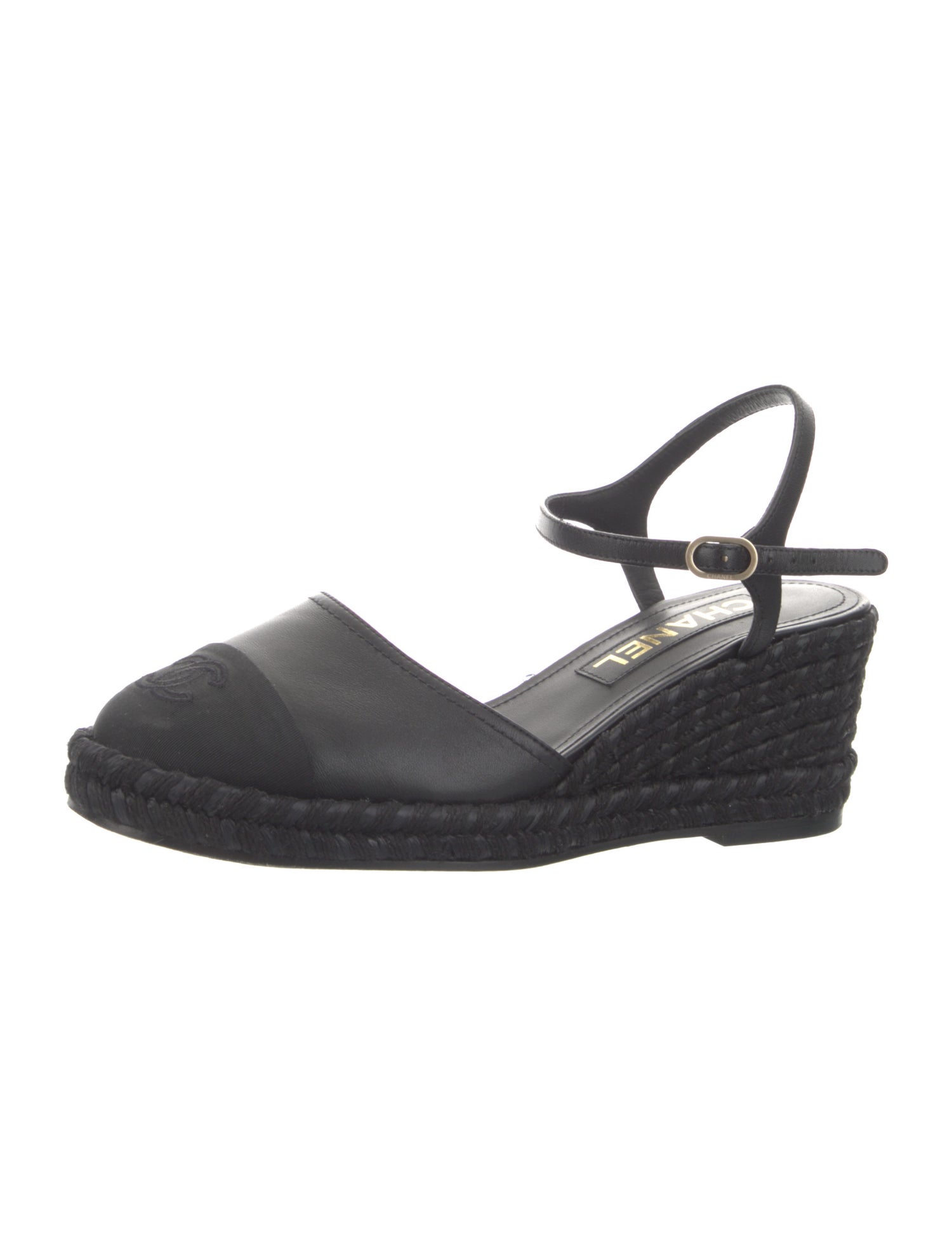 Chanel Interlocking CC Logo Leather Espadrilles