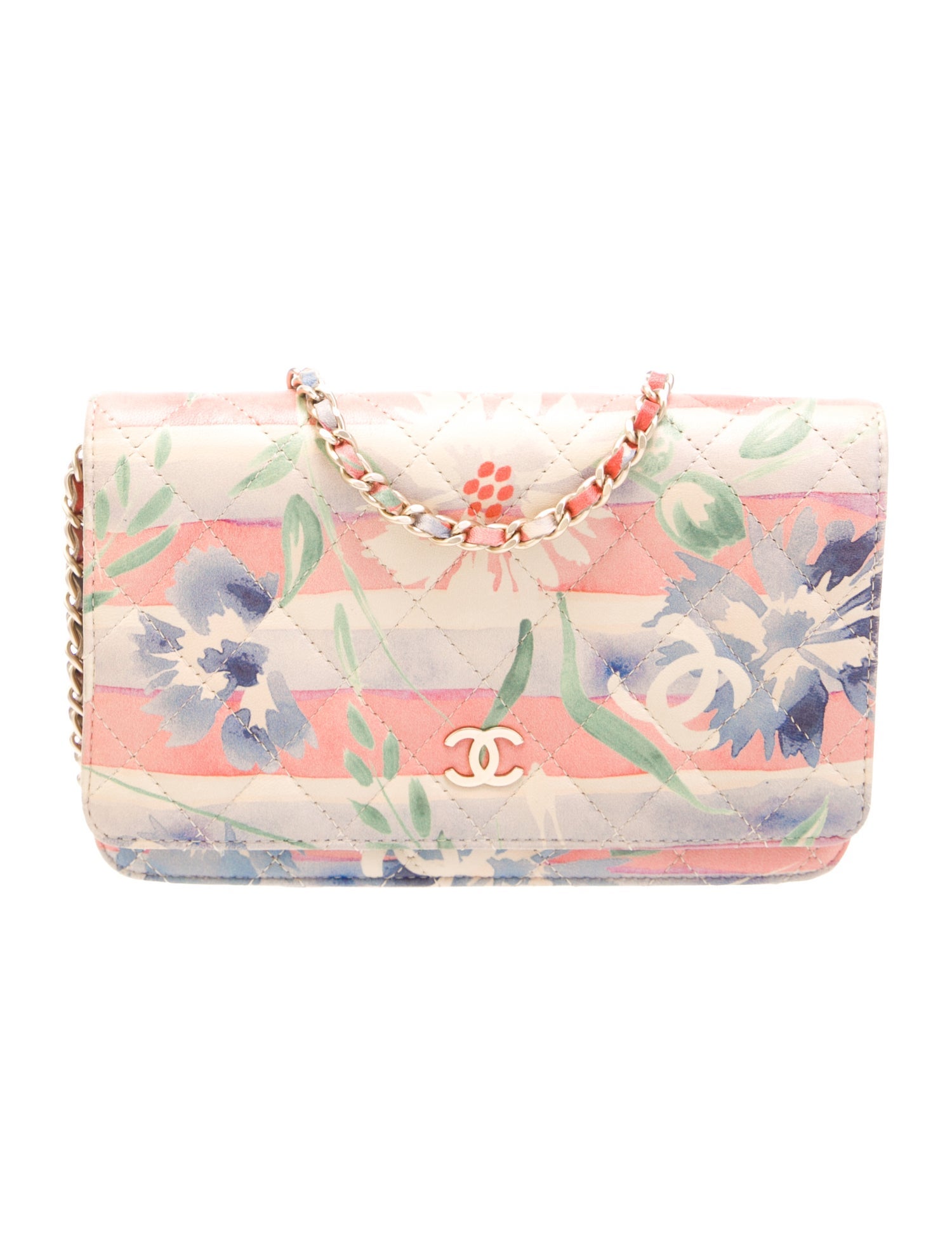 Chanel Quilted Floral Wallet On Chain