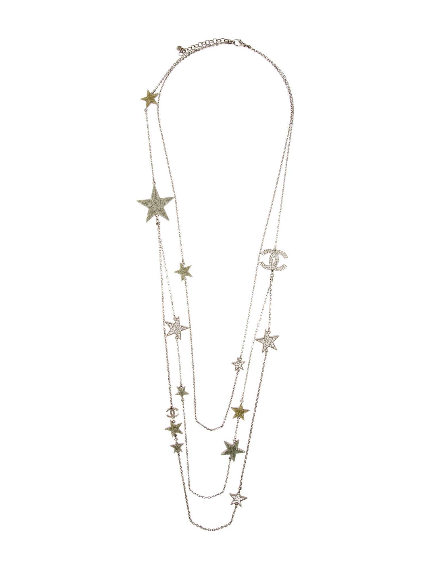 Chanel Strass & Enamel Star CC Multistrand Necklace