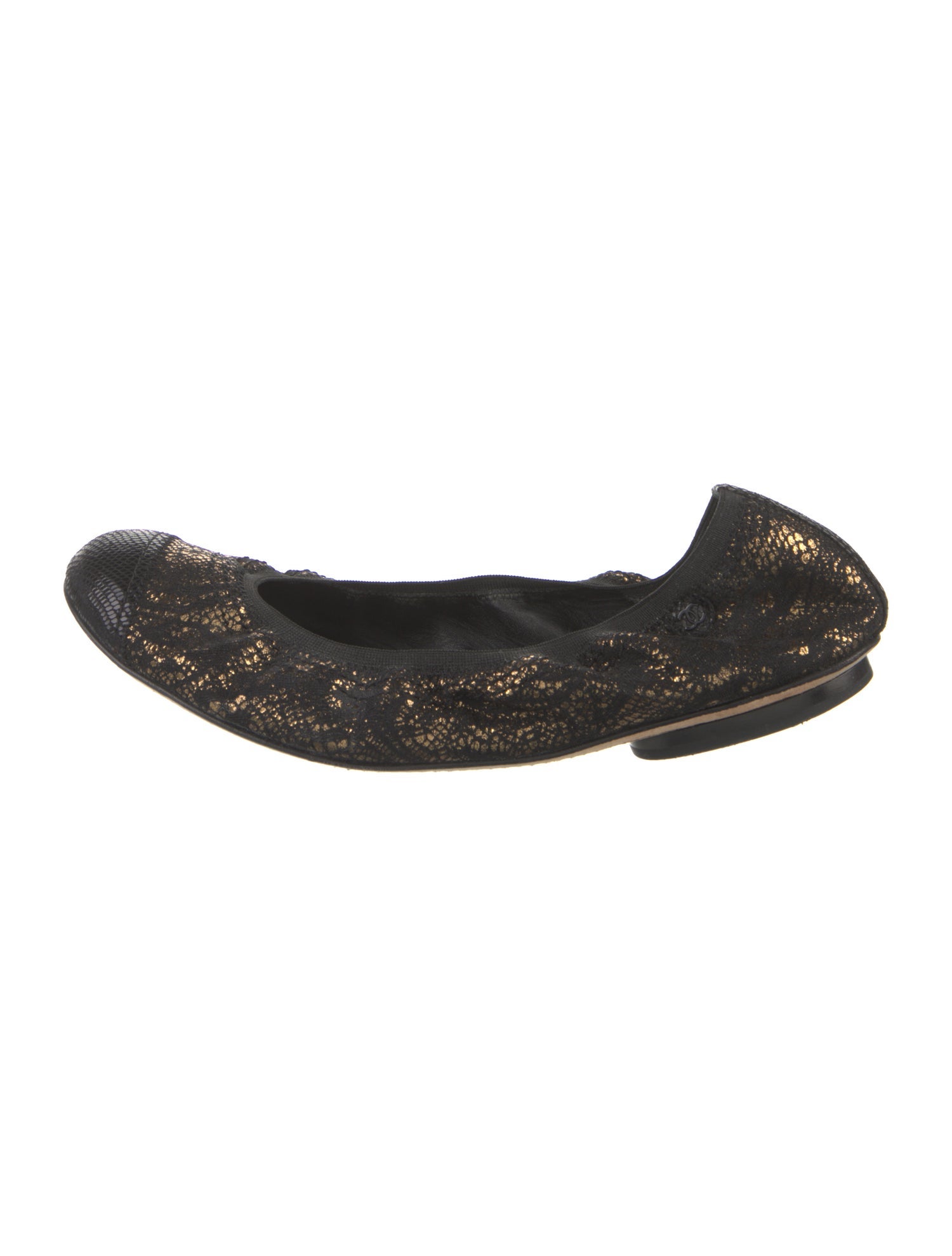 Chanel Interlocking CC Logo Lace Ballet Flats
