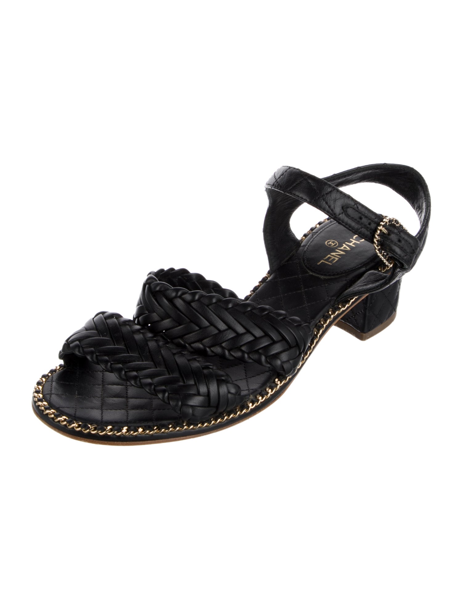 Chanel Interlocking CC Logo Calfskin Slingback Sandals